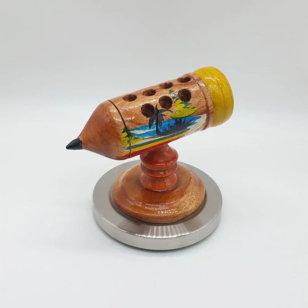 Vintage Wooden Hand Carved Pen Pencil Holder
